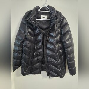 DKNY Black Premium Down Puffer Jacket Winter Warm Lightweight Size L